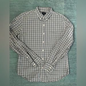 J Crew Mens Large Cotton Oxford Button Down Shirt. Blue & White Gingham
